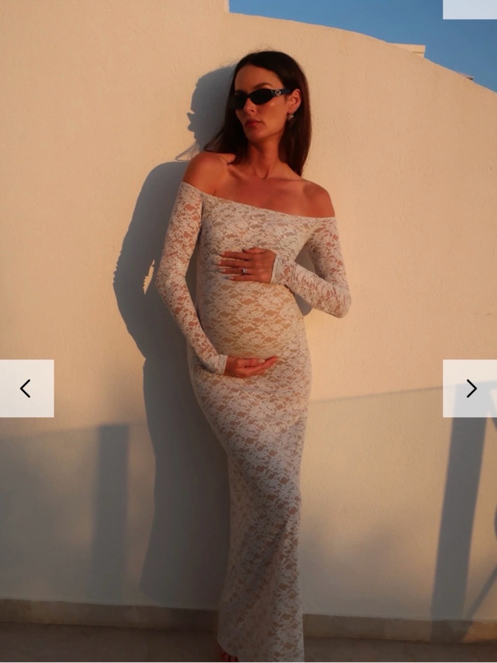 Off-Shoulder Long Sleeve White Lace Maxi Dress